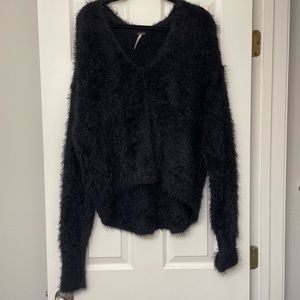Free People Black Fuzzy Sweater